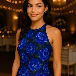 SL Fashions Blue Floral Maxi Dress